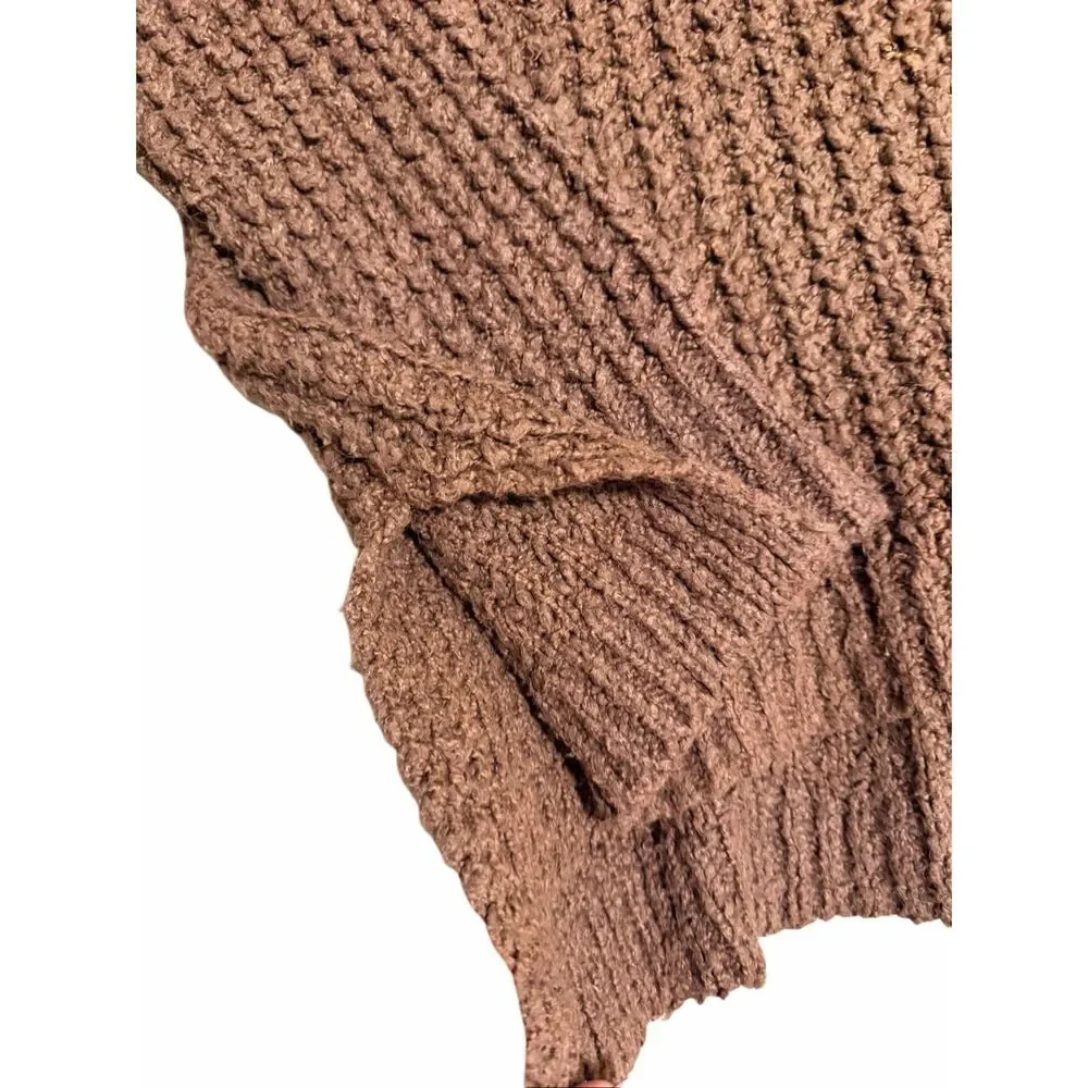 Free People Whistle Thermal Henley Brownstone Combo Small Chunky Knit $148